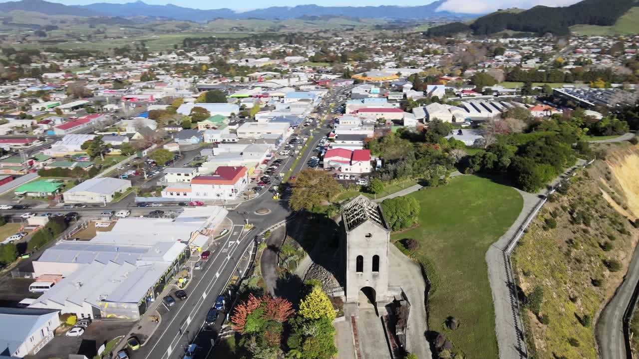 cornish pumphouse monumento histórico, waihi reveló la ciudad, nueva zelanda - órbita aérea
