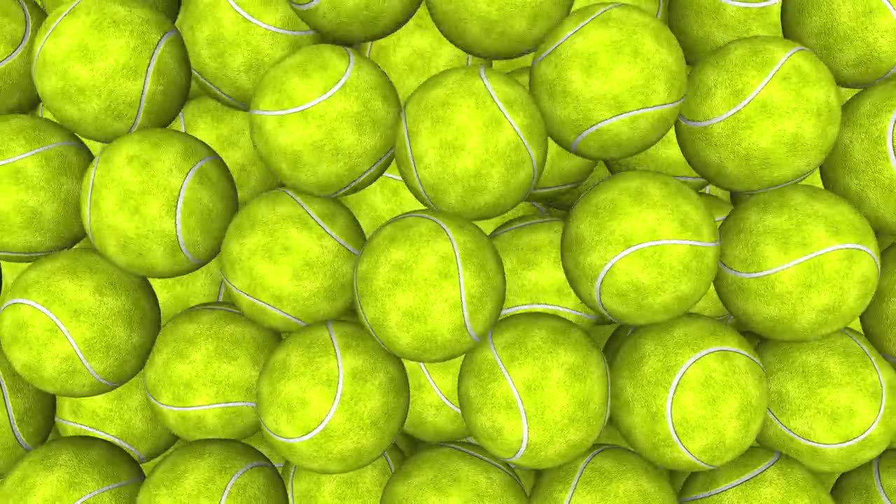 Tennis Ball Transition With Alpha Channel Falling Balls Fill Screen Composite Overlay for Transition Your Video or Image 4K Resolution