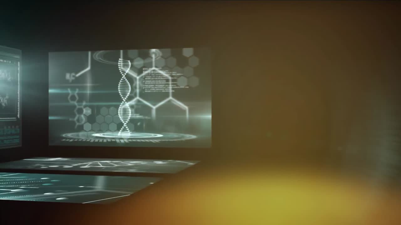 animación de cadenas de adn y procesamiento de datos científicos