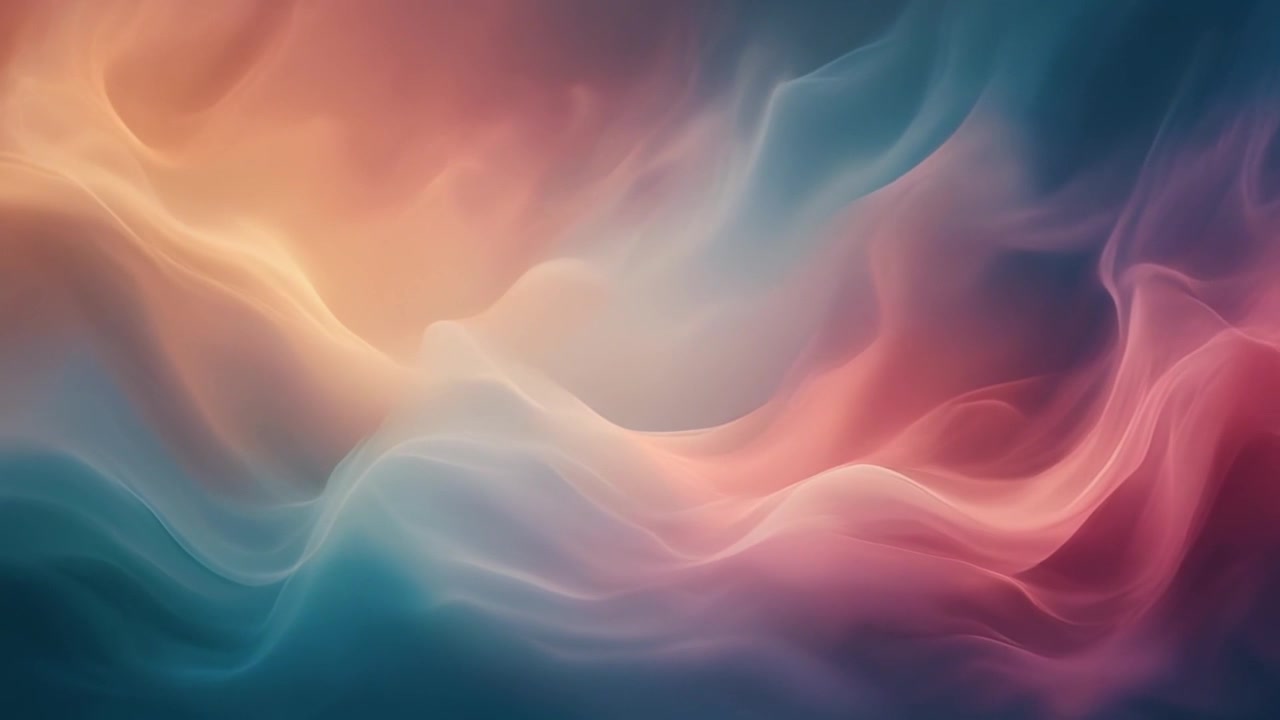 Ondas Abstratas Fluindo de Luz Rosa Suave e Azul