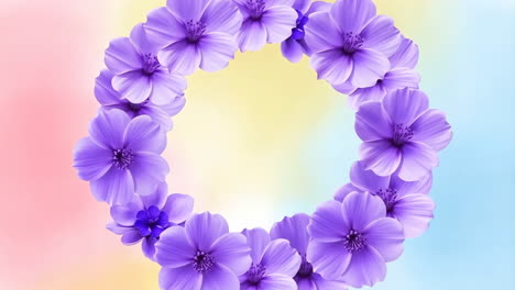 purple flower wreath on a soft gradient background