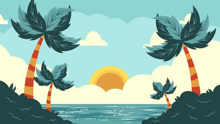 Tropical Sunset Beach Scene