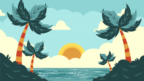escena de la playa del atardecer tropical