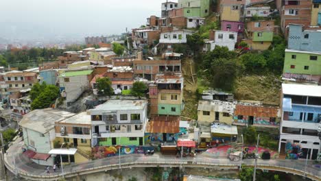 Aerial-View-of-Colorful-Slum-Neighborhood