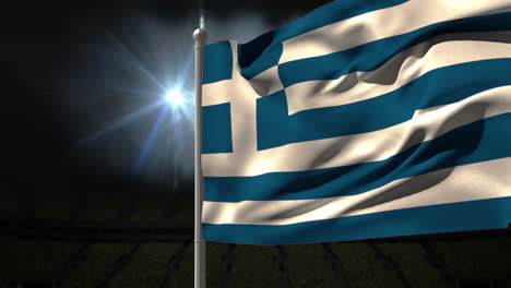 Greece-national-flag-waving-on-flagpole