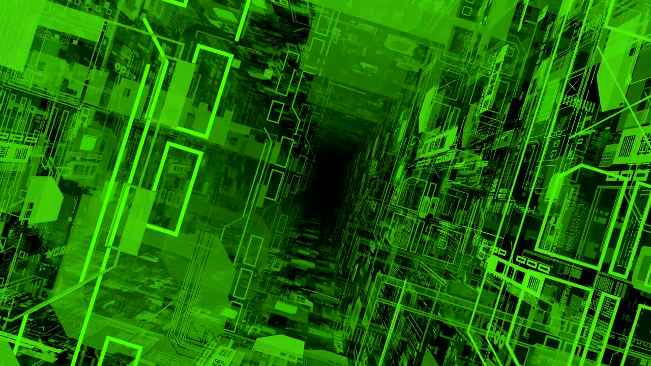 código de matriz verde neón en fondo negro. visualización futurista de cabeza hacia arriba