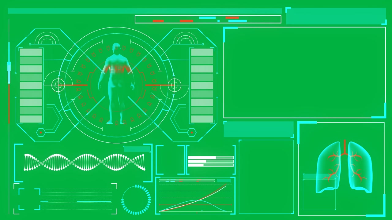 Animation of medical data processing and statistics recording on digital interface screen