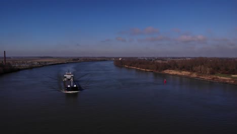 Aerial-view-of-a-cargo-ship-in-the-water