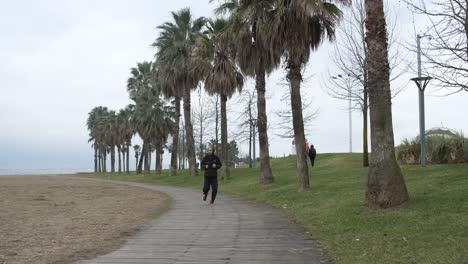 teenager jogging in the park