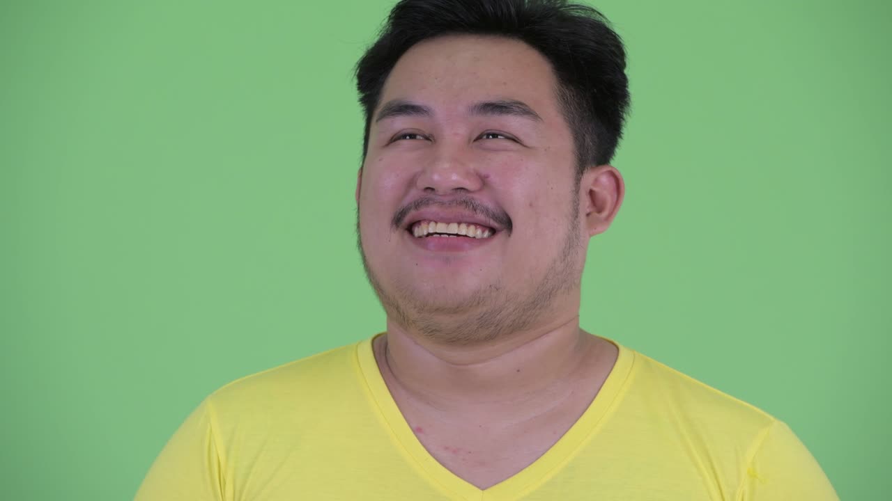 젊은, 잘생긴, 과체중인 아시아 남성