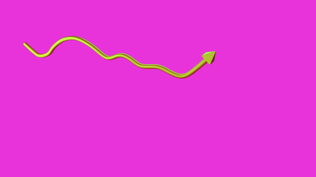 Animation of yellow arrow moving over blue background