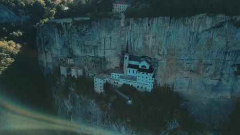 Drone-view-of-Madonna-Della-Corona,-Verona-and-Venetia-in-Italy