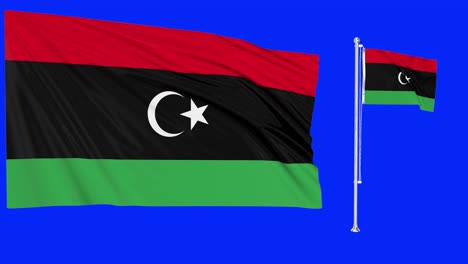 Greenscreen-Schwenkt-Libyen-Flagge-Oder-Fahnenmast
