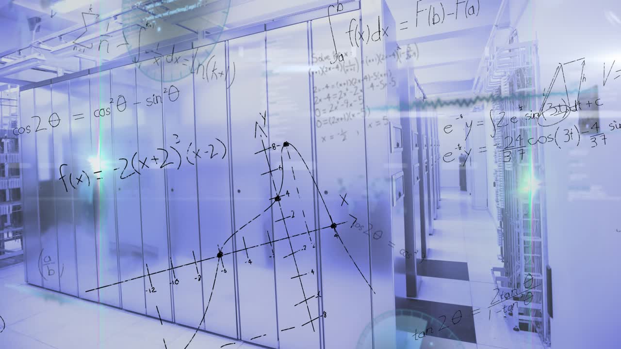 Animation of data processing over server room