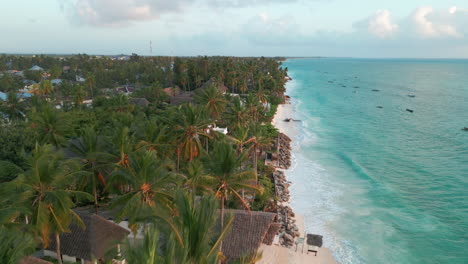 Dawn-breaks-over-palm-lined-beachfront-with-calm-ocean-waters