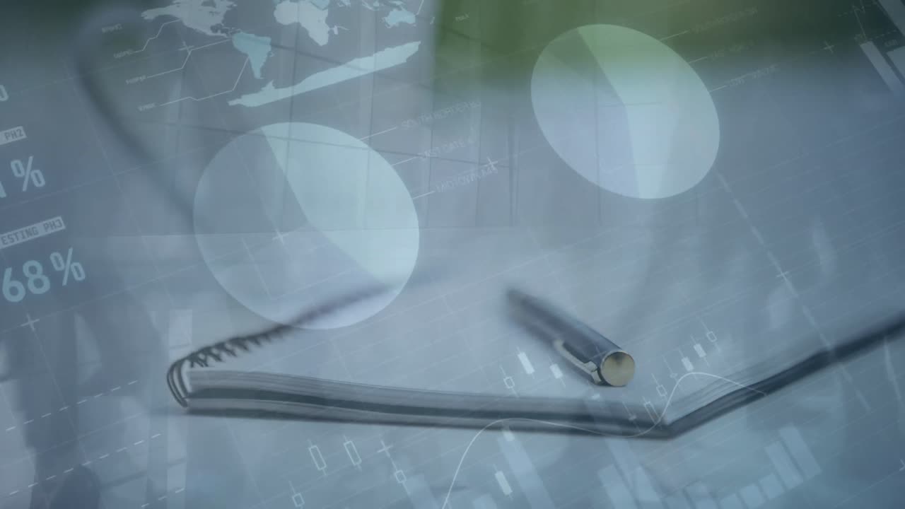 책에 펜을 넣은 인포그래픽 인터페이스의 애니메이션과 는 사람들의 시간 경과