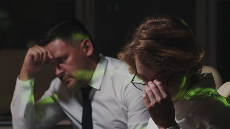 Man And Woman Working At Night