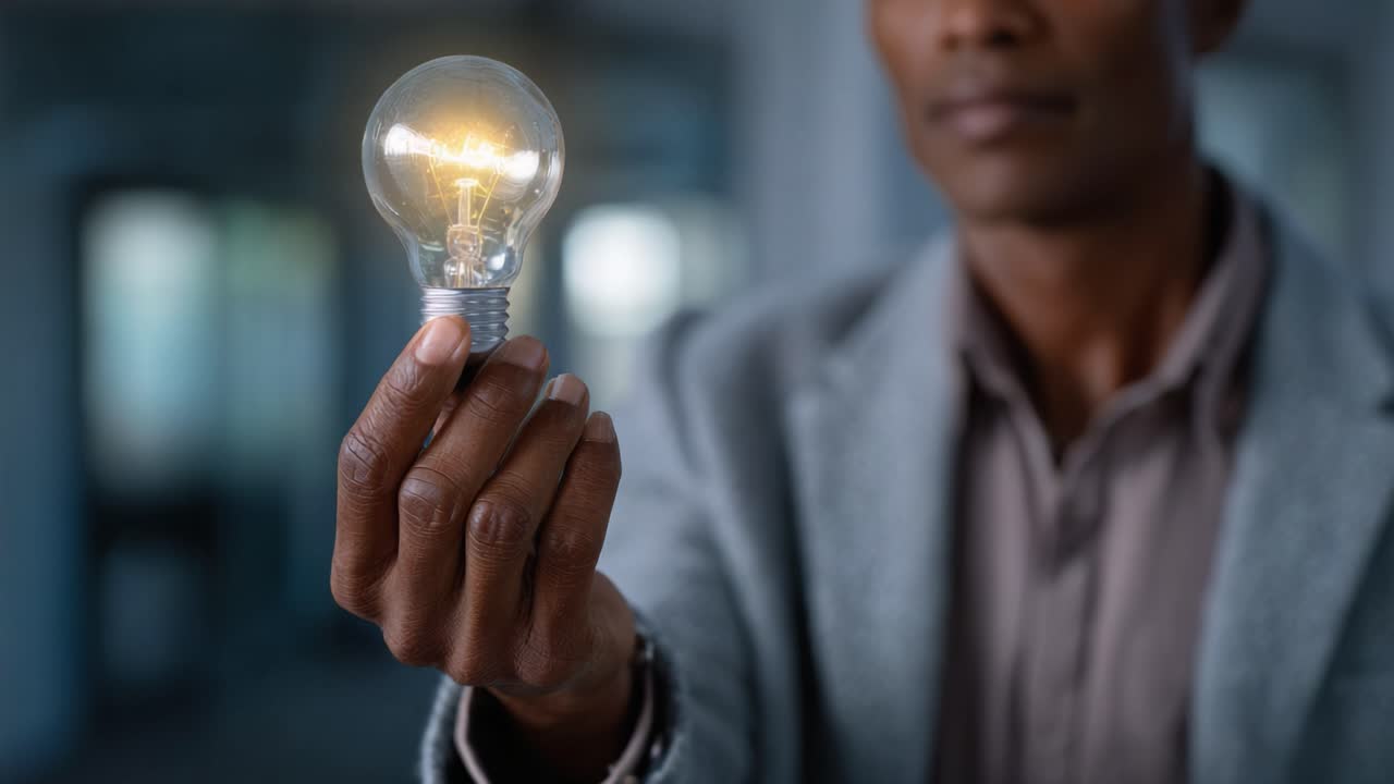A Person Holding a Glowing Light Bulb, Symbolizing Innovation, Energy, and Ideas, in a Modern Setting That Emphasizes Creativity and Inspiration