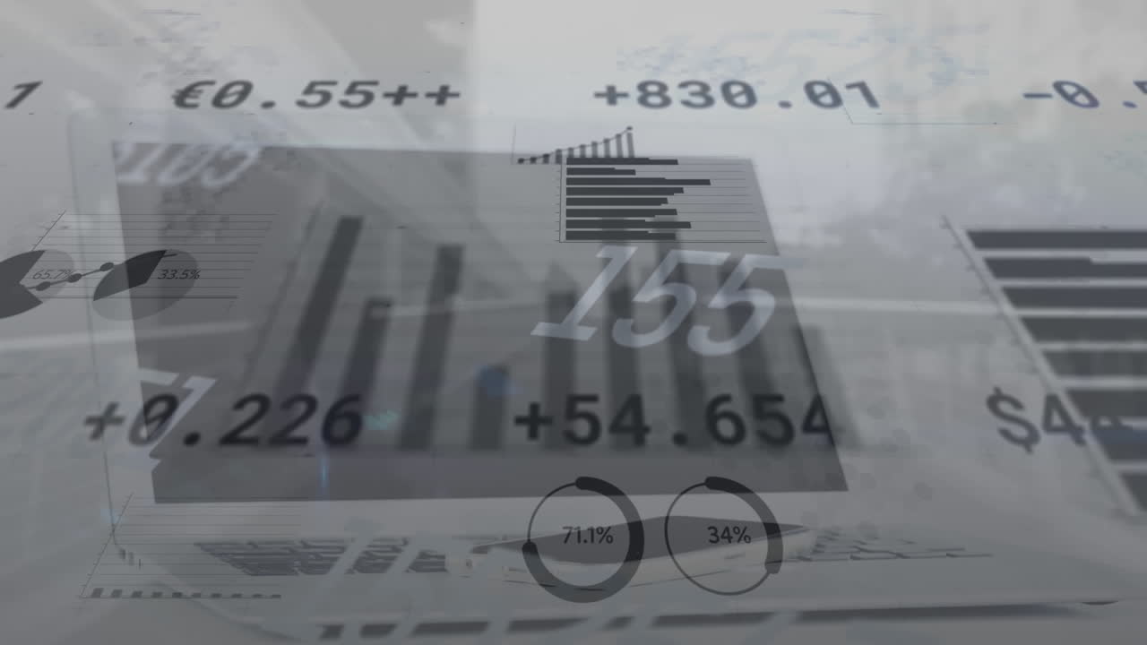 Animation of data processing over tablet screen