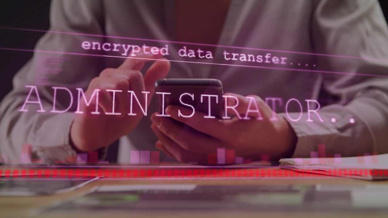 스마트폰을 사용하는 카우카스계 사업가에 대한 데이터 처리 애니메이션