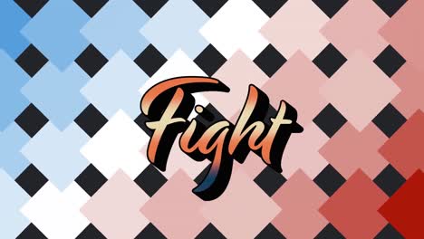 Animation-of-fight-text-over-colorful-squares-on-black-background