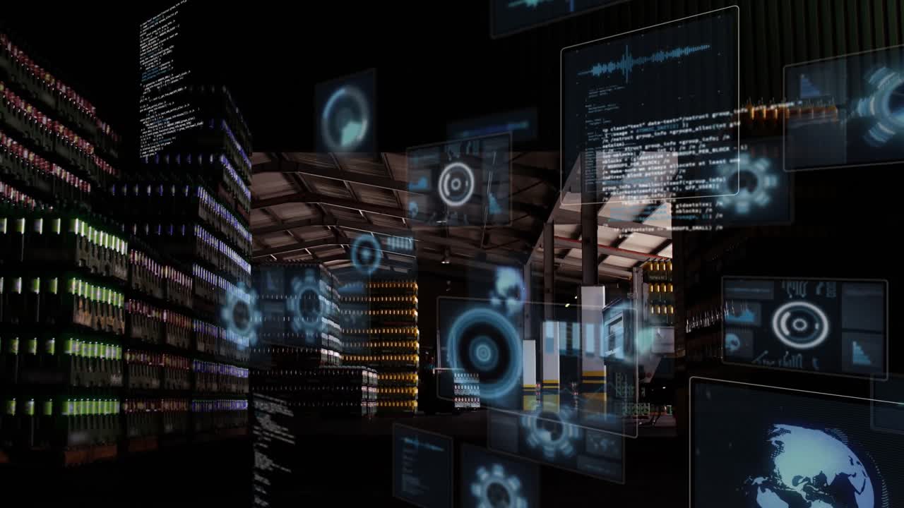 Animation of data processing with scope scanning over warehouse
