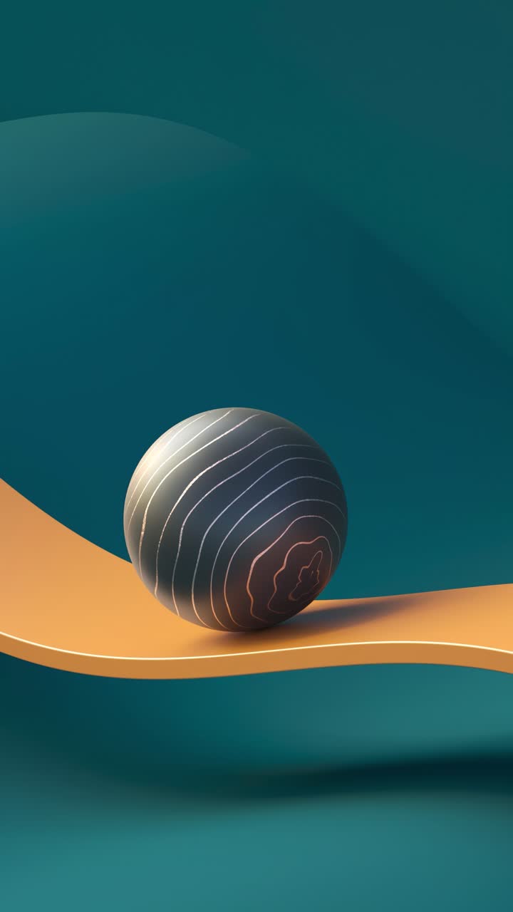 3d render animation of ball sliding, orange and green colors. vertical loop