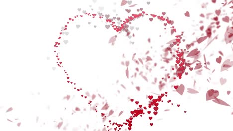 animación de corazones rosados moviéndose sobre un fondo blanco