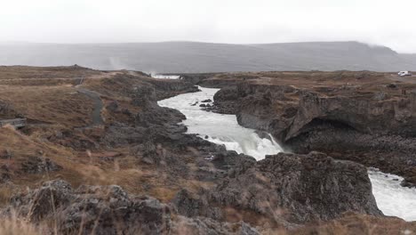 amazing scenery of river with rocky shores