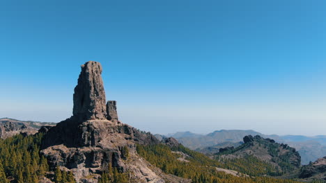 fantástica toma aérea en órbita al famoso roque nublo en la isla de gran canaria en un día soleado