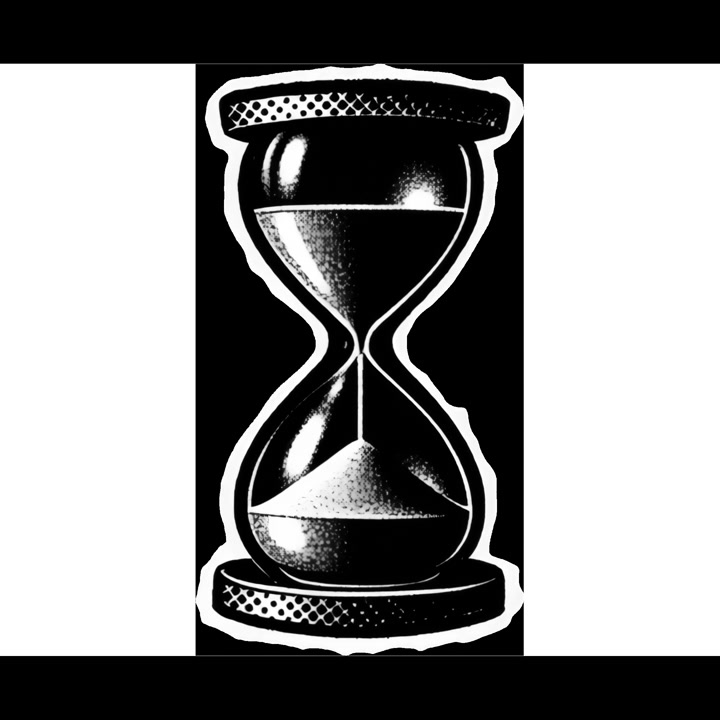 Animated Black and White Hourglass with Sand Flowing