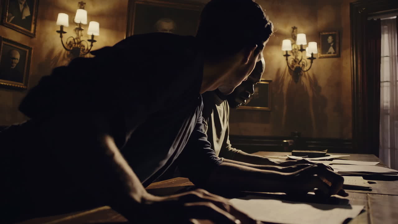 역사적인 방에서 미스터리한 만남