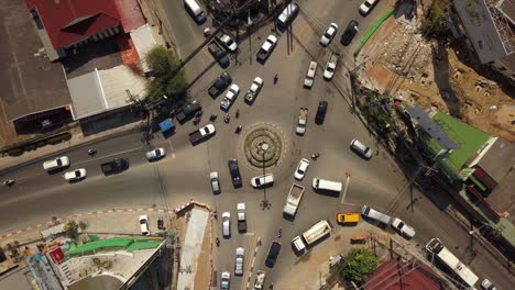 sunny day phuket island town traffic street circle aerial down view 4k thailand