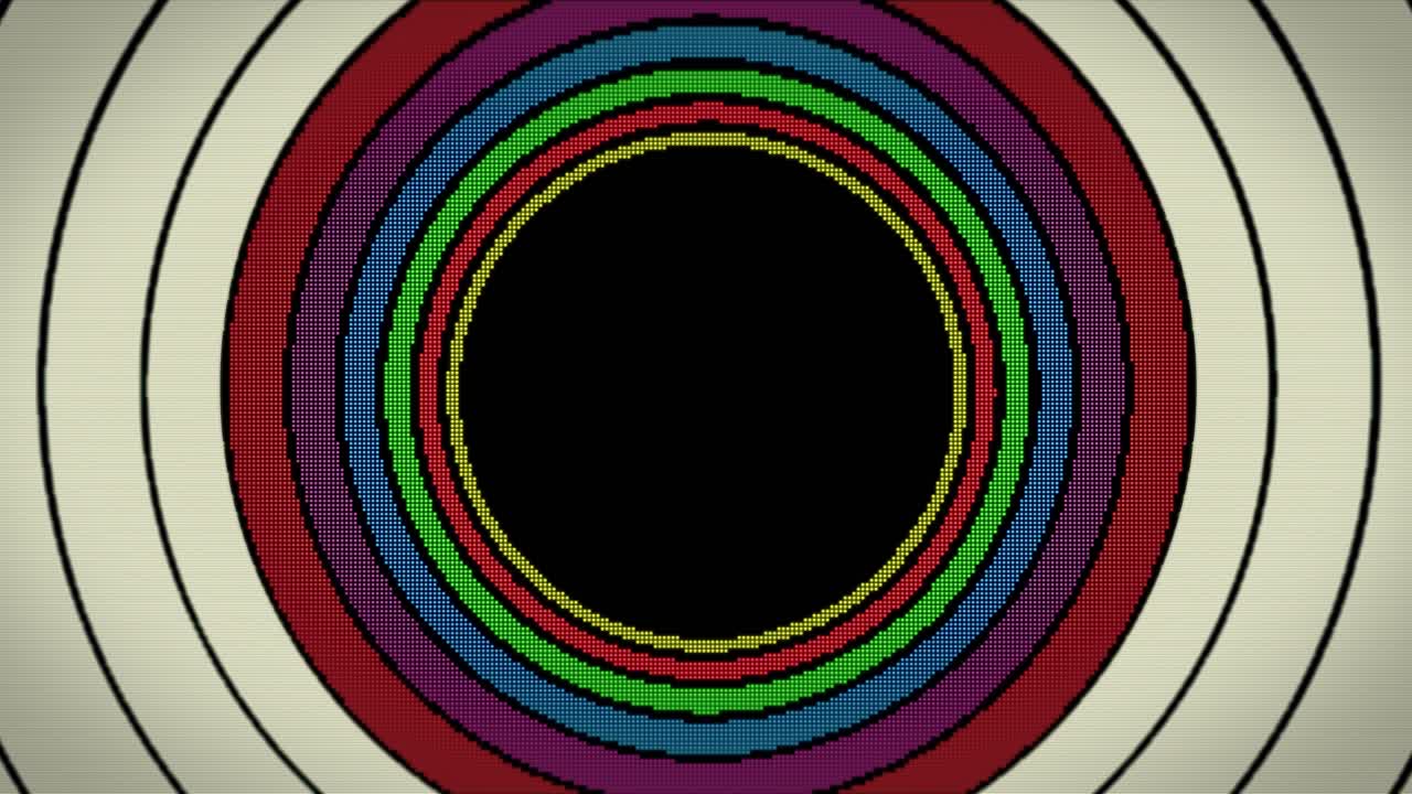 animación de puntos brillantes formando un círculo con espacio libre en el medio