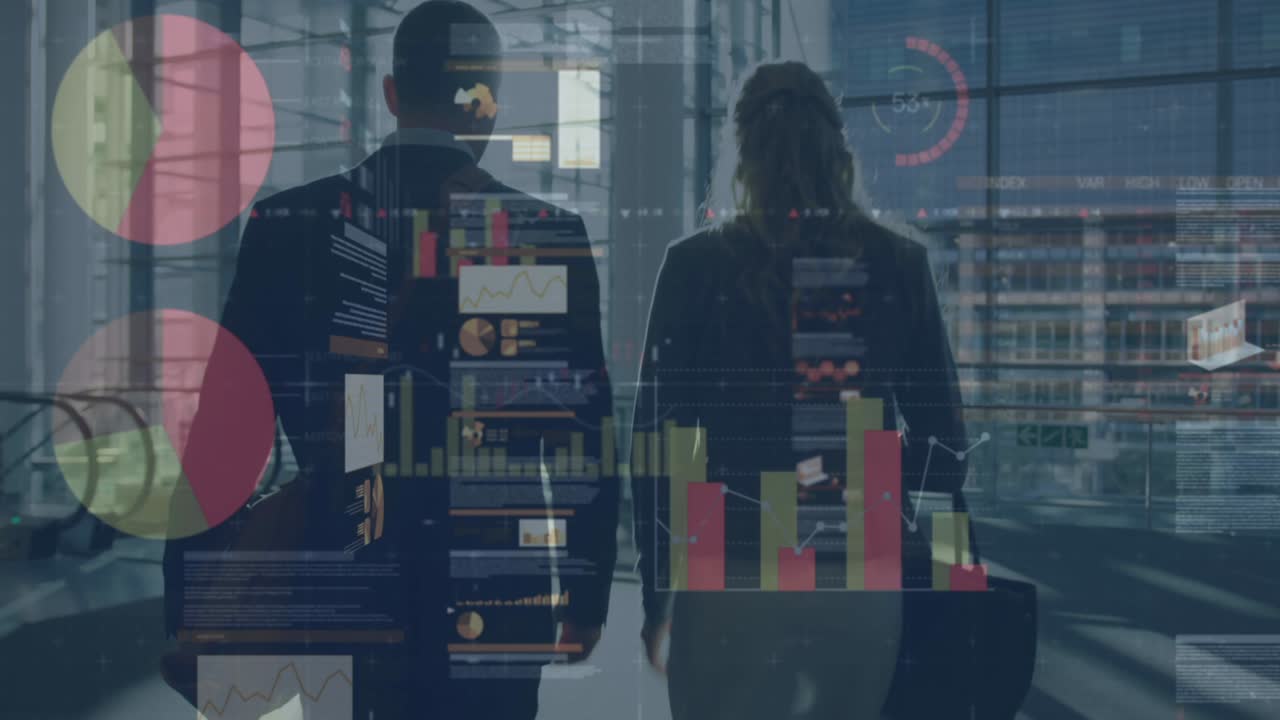 animación del procesamiento estadístico sobre las personas de negocios