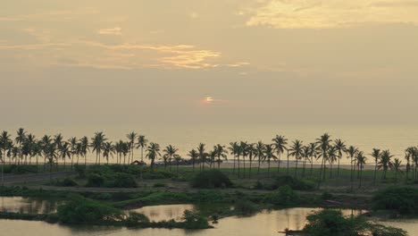 Stunning-Sunrise-Aerial-View-in-chennai-ECR,-Capturing-the-First-Light-of-Dawn-from-Above