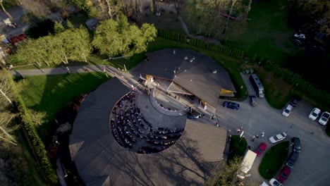 bird eye view of outdoor stage during musicians performance