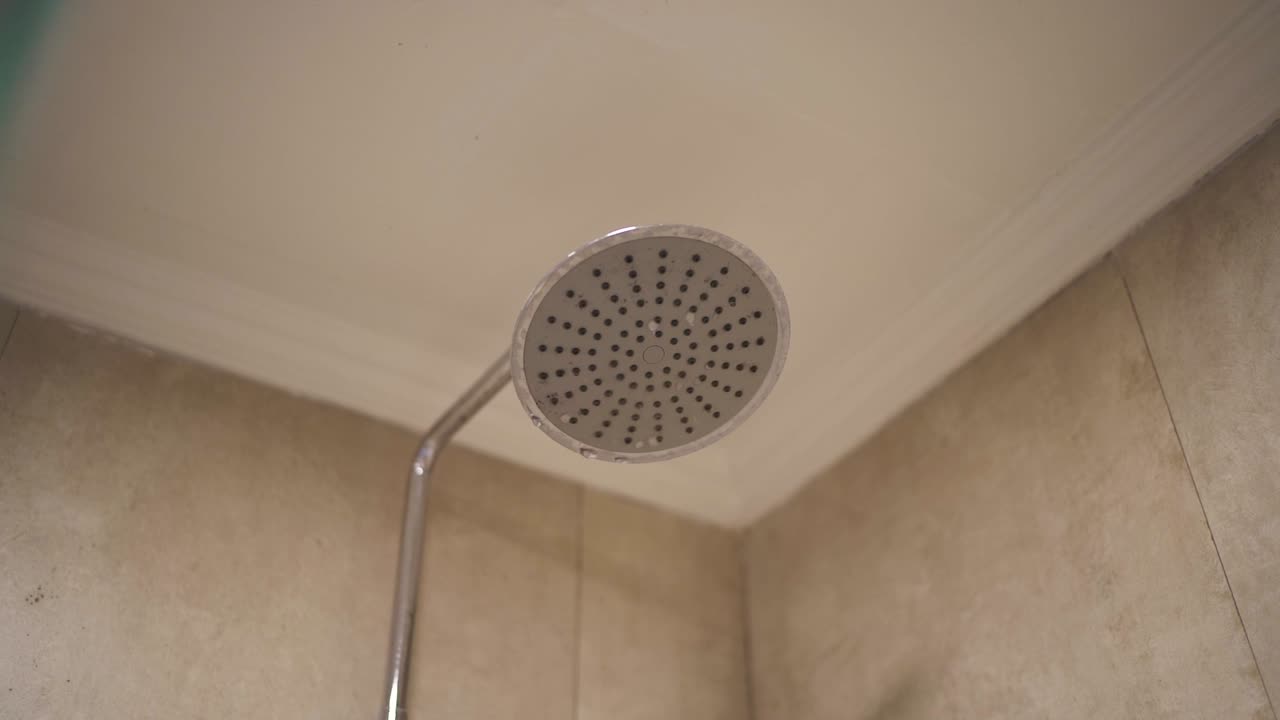 Close-up of a Modern Shower Head in a Bathroom