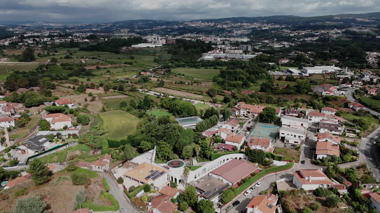 Aerial view of Paredes village with scenic greenery and urban areas in Porto, Portugal