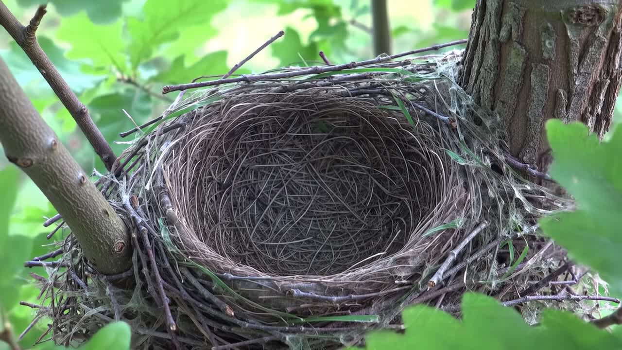 An Intricate Bird's Nest: A Beautifully Crafted Home Amongst the Leaves, Showcasing Nature's Architectural Wonders and the Serenity of Wildlife Habitat