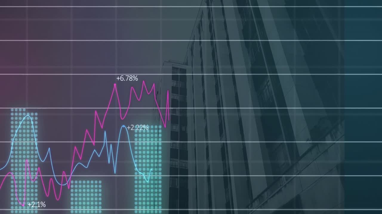 animación del procesamiento de datos sobre el paisaje urbano