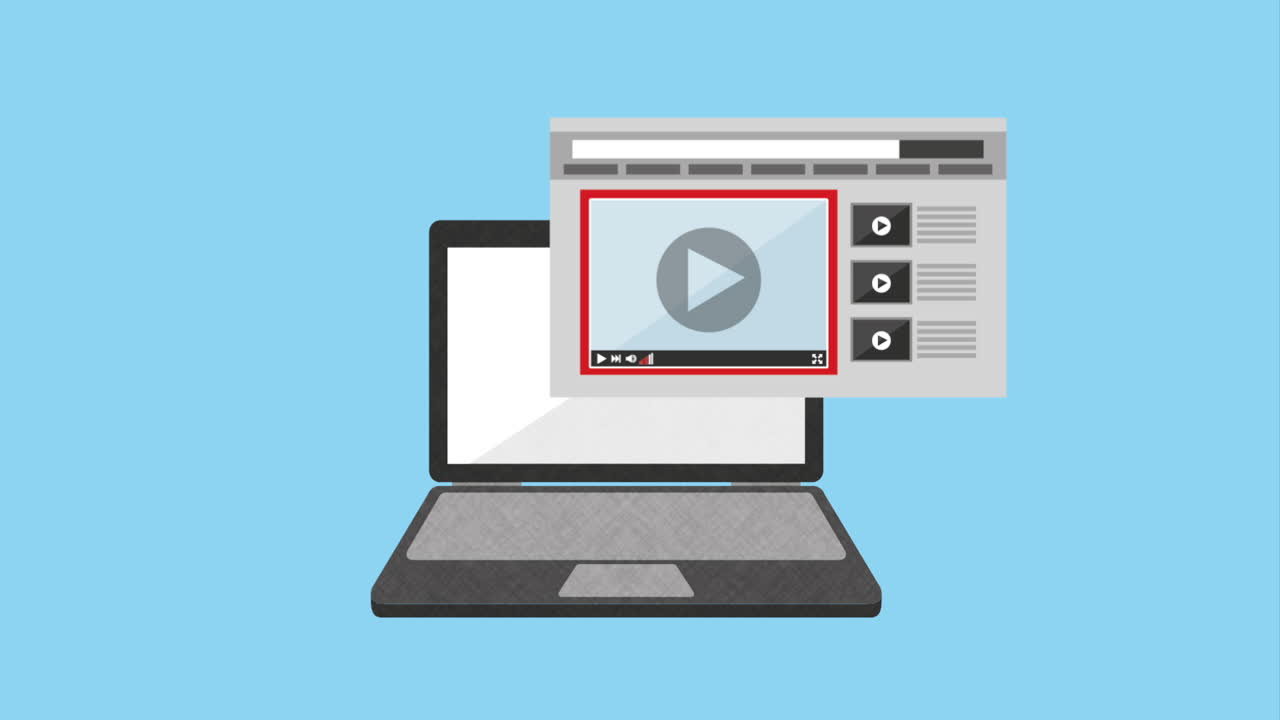 Laptop displaying a web video player
