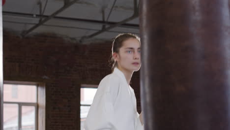 young woman doing martial arts