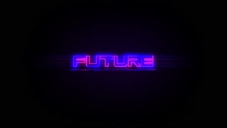 flashing future electric blue and pink neon sign flashing on and off with flicker, reflection, and anamorphic lights in 4k