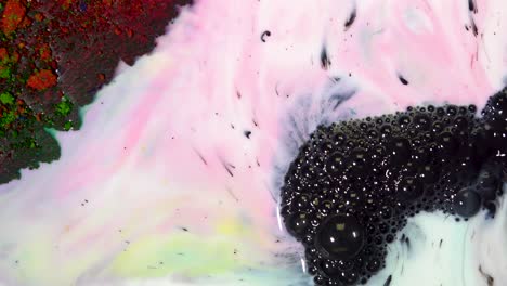 abstract fluid art with bubbles and colors