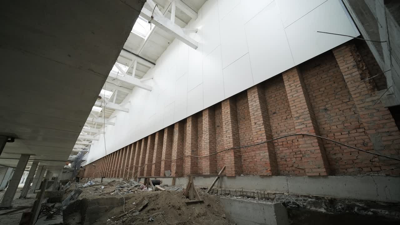 상업 사무실의 큰 건설 현장 장면