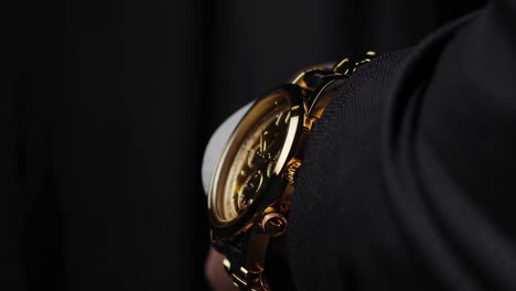 close up view of a luxury gold wristwatch