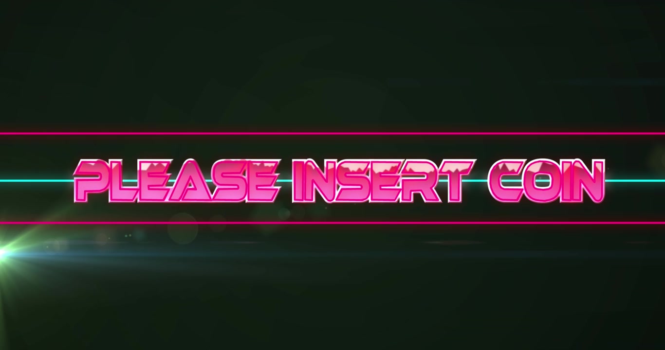 Animation of game over text over geometrical moving shapes