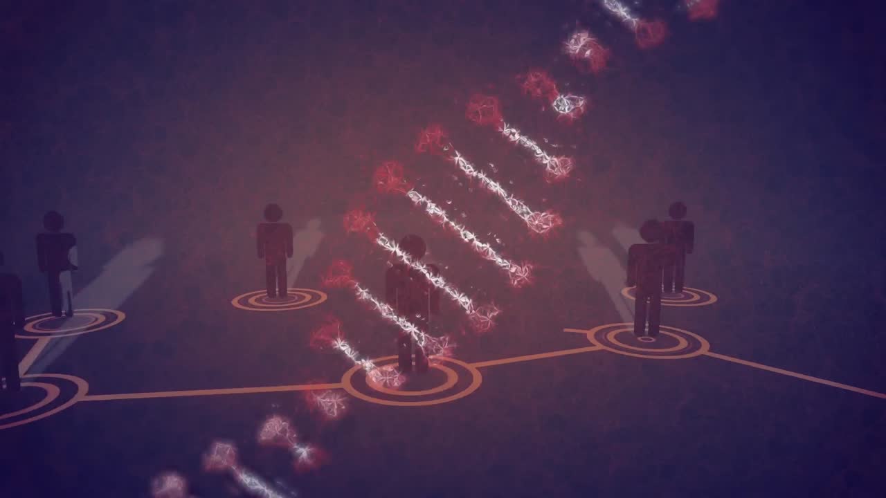 인간의 뇌와 사람들과의 연결 네트워크의 애니메이션 파란색 배경의 아이콘