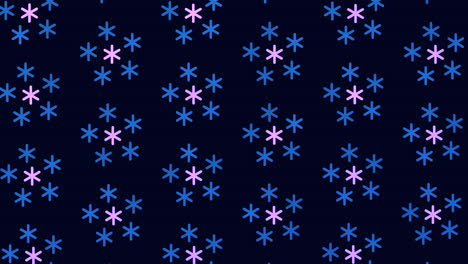 Abstract-winter-snowflakes-pattern-in-rows-on-black-gradient